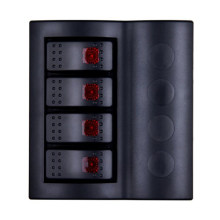 Panel de interruptor basculante impermeable marino con luz roja